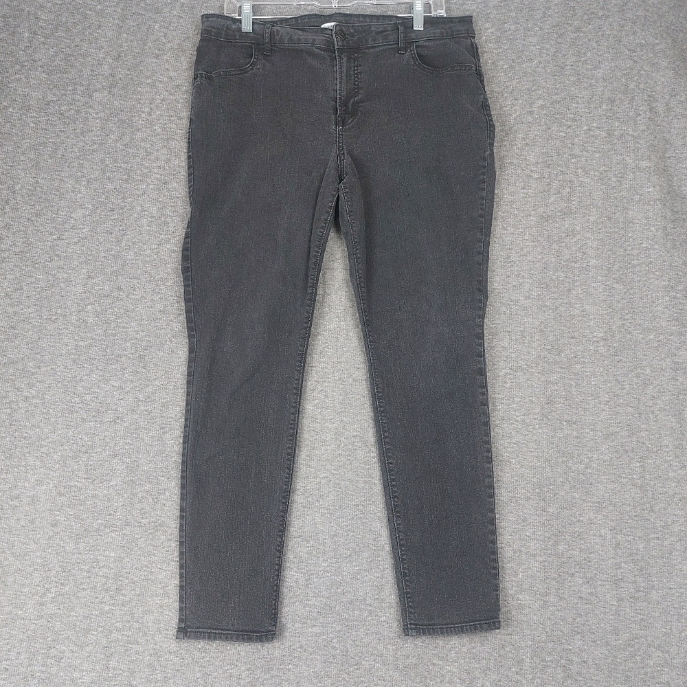 OLD NAVY JEANS WOMENS FADED BLACK SUPER SKINNY CLASSIC DENIM PANTS SIZE 16